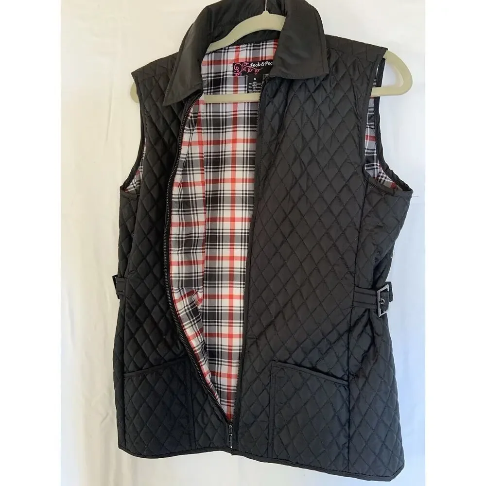 Peck And Peck Medium Black Lined‎ Vest Jacket